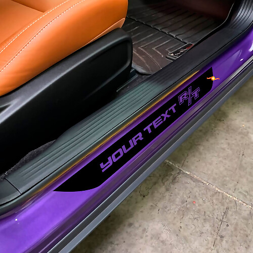 R/T with Custom Lettering Door Sill Stripe Vinyl Decals Kit for Dodge Challenger _1