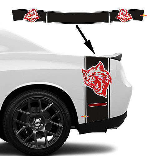 Wildcat Style Side and Tail Band Stripes Vinyl Decal Kit for Dodge Challenger