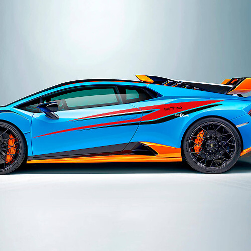 Two colours Stripes Side Vinyl Decal Sticker Graphics for Lamborghini STO
