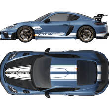 Dual Hood Roof Rear and side Stripes Decal Sticker for Porsche Cayman 718 GT4RS
 2