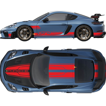 Dual Hood Roof Rear and side Stripes Decal Sticker for Porsche Cayman 718 GT4RS
 3