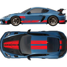 Dual Hood Roof Rear and side Stripes Decal Sticker for Porsche Cayman 718 GT4RS
 3