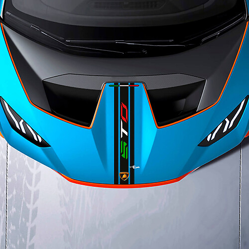 STO Logo Italian Flag Style Stripe Hood Vinyl Decal Sticker for Lamborghini Huracán