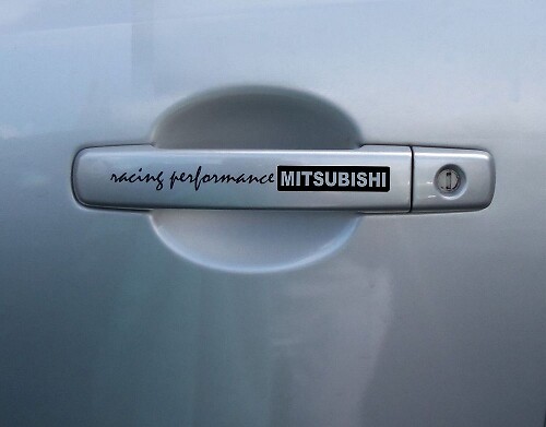 4x Mitsubishi Racing Performance Handle Motorsports Racing Vinyl Sticker Decal fits to Evo Lancer