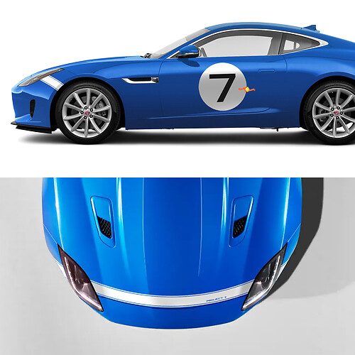Project 7 Side Doors and Hood Racing Graphics Stripe Decal Sticker for Jaguar F-Type
