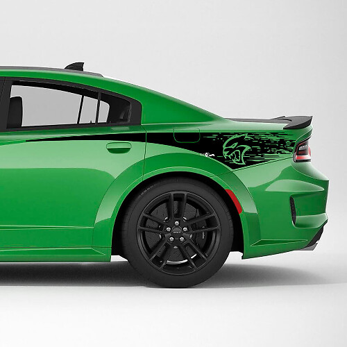 Hellcat Distressed Rear Quarter Side Stripes Vinyl Decal Sticker for Dodge Charger