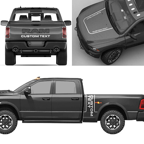 Custom Lettering Full Kit Vinyl Decals for Dodge Ram Power Wagon