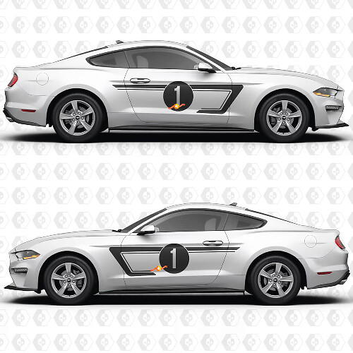 Mustang Number Side Doors Stripes Racing Decals Stickers for Ford Mustang
