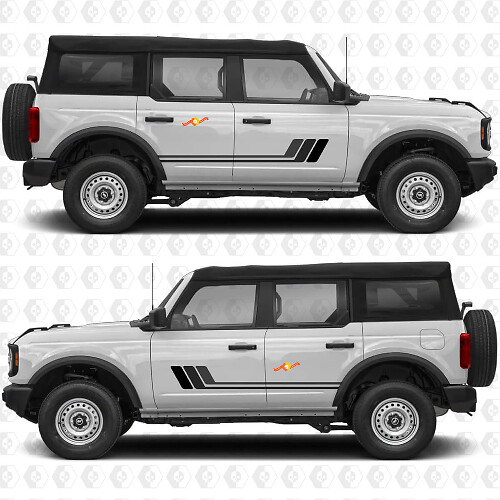 Retro Heritage Vintage Stripes Side Doors Vinyl Decal Sticker Graphics 2 for Ford Bronco