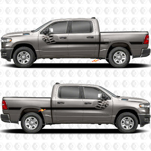 USA Flag Side Stripes Vinyl Decals Kit for Dodge RAM 1500