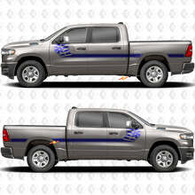 USA Flag Side Stripes Vinyl Decals Kit for Dodge RAM 1500_3