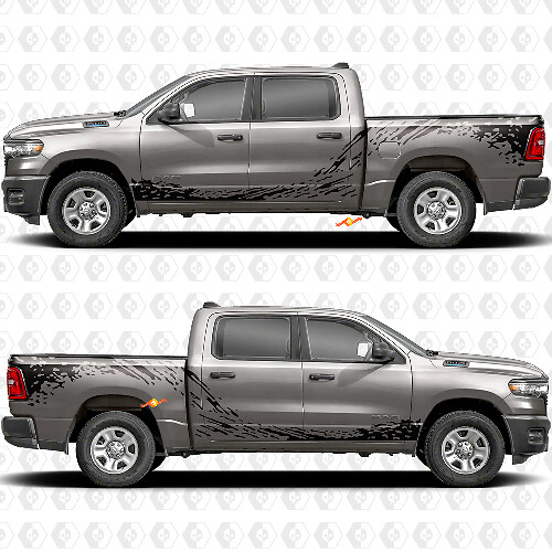 Mud Splash Side Doors Bedside Stickers Decals Graphics for Dodge RAM 1500