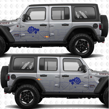 Topographic Map Compass Seiten Türen Streifen Vinyl Aufkleber passend für Jeep Wrangler 3