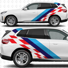 Side M Colours Stripes Checkered Flag Doors Rear Vinyl Decal Sticker fit to BMW X3 2