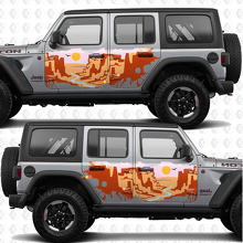 Sunset Desert Canyon Side Doors Stripes Vinyl decal sticker fit Jeep Wrangler 3