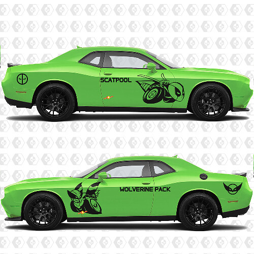 Custom Scatpool or Wolverine Pack Bee Side Vinyl Decal Graphic Sticker for Dodge Challenger
