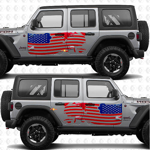 USA Flag Splash Style Side Vinyl Decal Sticker for Jeep Wrangler