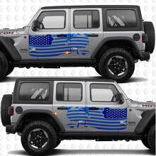 USA Flag Splash Style Side Vinyl Decal Sticker for Jeep Wrangler_2