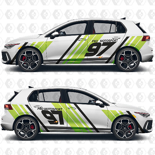 Personalisierte Textnummern-Wrap-Sport-Vinylaufkleber für Volkswagen Golf GTI
