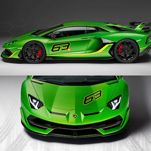 63 Side Bonnet Decal Sticker Graphics Lamborghini Aventador SVJ