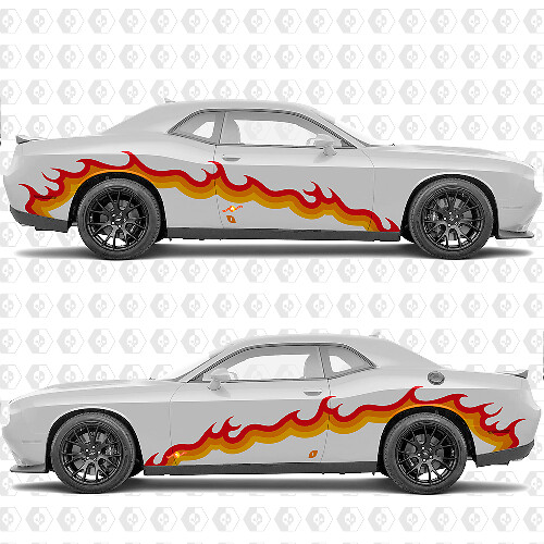 Personnalisé Graphiques de Flamme Autocollant Vinyle Latéral pour Dodge Challenger