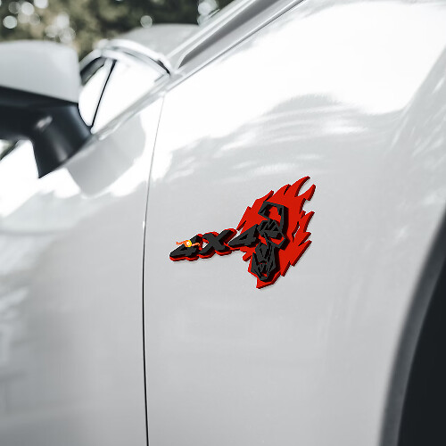Flame Skull 4x4 Wing Mirrors Badges Tailgate Emblem 3D Badge