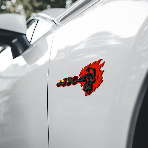 Flame Skull 4x4 Wing Mirrors Badges Tailgate Emblem 3D Badge 1