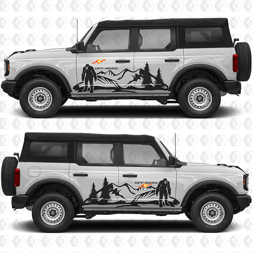 Bigfoot Off Road Mountain Side Doors Racing Stripes Decals for Ford Bronco