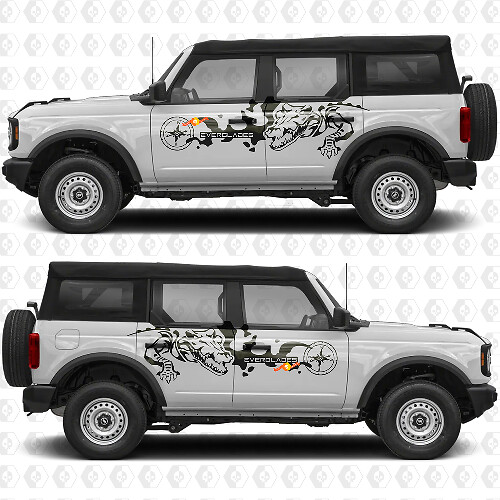 Everglades Compas Alligator Side Doors Racing Stripes Decals for Ford Bronco