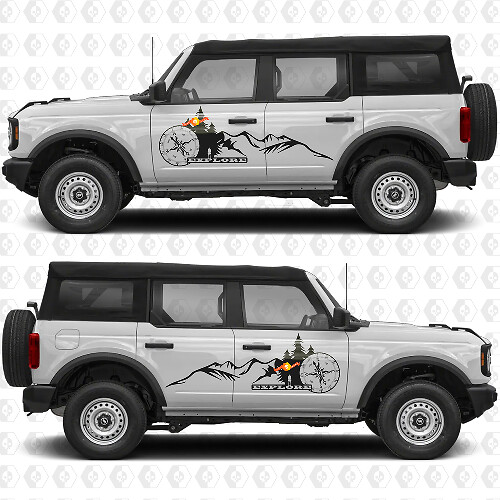 Explore Compas Mountains Side Doors Racing Stripes Decals for Ford Bronco