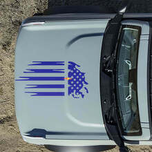 Hood American Flag Destroyed Decals Stickers for Musclecar horse 2