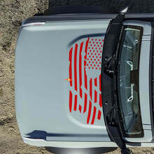 Bonnet American US Flag Destroyed Decals Stickers for Musclecar horse 3