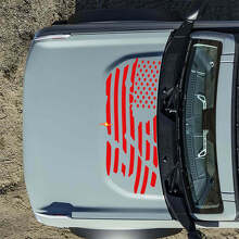 Bonnet American US Flag Destroyed Decals Stickers for Musclecar horse 6