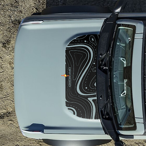 Hood Topographic Map Off Road Decals Stickers for Ford Bronco