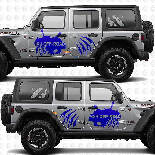 Pair Claw marks Side Doors Vinyl decal sticker Freedom Edition 4x4 Off Road mokap fits for Jeep Wrangler Rubicon 4h4