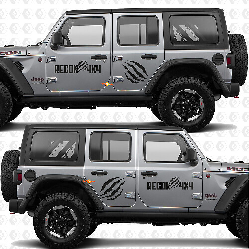 Pair Claw marks Side Doors Vinyl decal sticker Recon 4x4 Sunrise mokap fits for Jeep Wrangler Rubicon 4h4