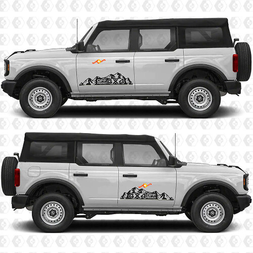 4x4 Off Road Mountains Side Doors Vinyl Decal Sticker Graphics 2 for Ford Bronco