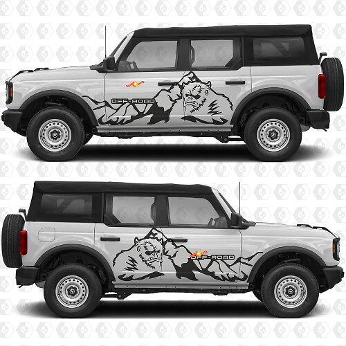 Yeti 4x4 Off Road Mountains Side Doors Graphics Vinyl Decal Sticker fits Ford Bronco