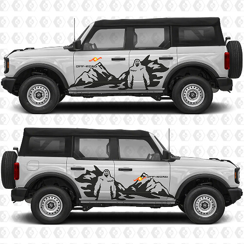 Yeti Off Road Mountains Side Doors Graphics Vinyl Decal Sticker fits to Ford Bronco