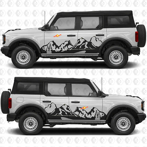 Mountains Side Doors Graphics Vinyl Decal Sticker fits to Ford Bronco