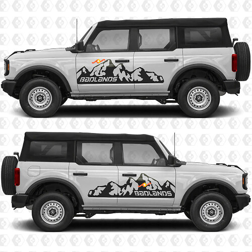 Mountains Side Doors Graphics Vinyl Decal Sticker fits to Ford Bronco Badlands