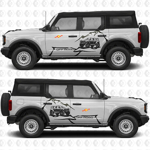 Rock Crawler Mountain Side Doors Graphics Vinyl Decal Sticker 2 fits Ford Bronco