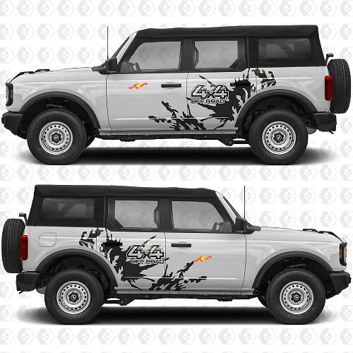 4x4 Off Road Splash Side Doors Graphics Vinyl Decal Sticker fits to Ford Bronco