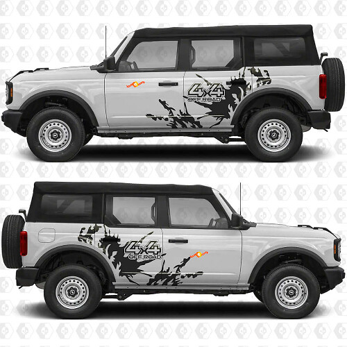 4x4 Off Road Splash Side Doors Graphics Vinyl Decal Sticker fits to Ford Bronco