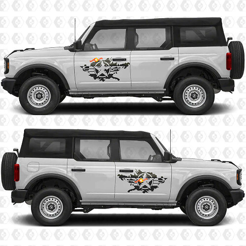 Military Star Splash Doors Vinyl Decal Sticker Graphics for Ford Bronco