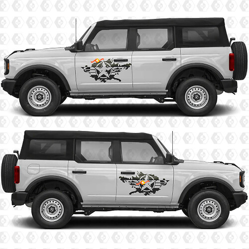 Military Star Splash Side Doors Graphics Vinyl Decal Sticker 2 fits to Ford Bronco