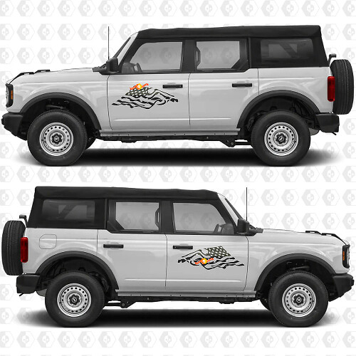 US USA Flag Side Doors Graphics Vinyl Decal Sticker fits to Ford Bronco