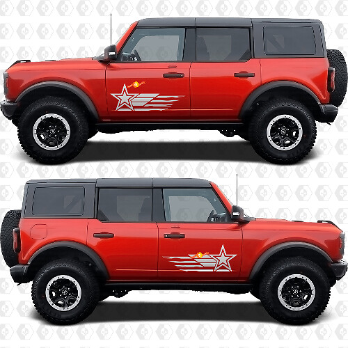 USA Flag Military Star Side Door Vinyl Decal Set for Musclecar horse