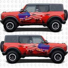 USA Flag Mountains Side Doors Vinyl Decal Kit for Musclecar horse_3