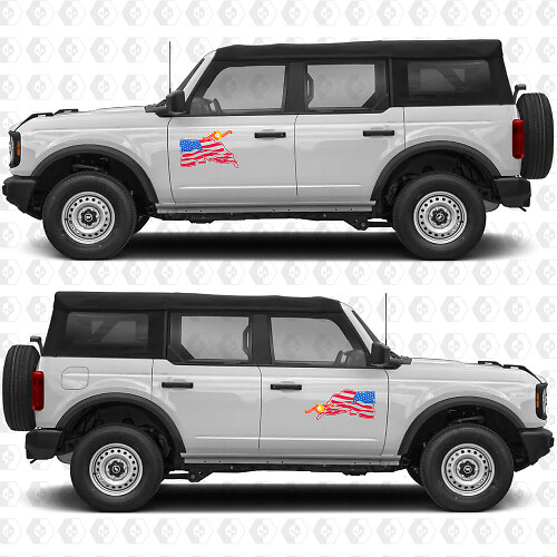 US USA Flag Side Doors Graphics Vinyl Decal Sticker 2 colours fits to Ford Bronco